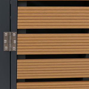 Mülltonnenbox mit Pflanzkasten. WPC & Edelstahl. Teak-Optik