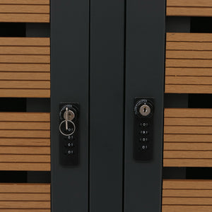 Mülltonnenbox mit Pflanzkasten. WPC & Edelstahl. Teak-Optik