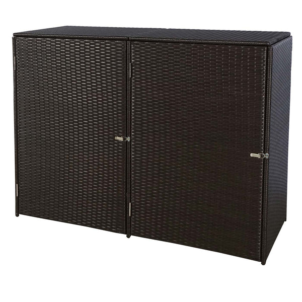 Mülltonnenbox Poly-Rattan Braun für 2x120L Tonnen Wetterfest