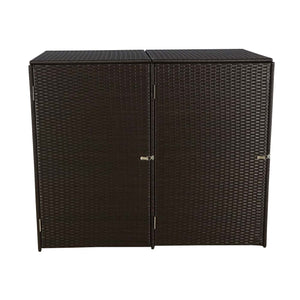 Mülltonnenbox Poly-Rattan Braun für 2x120L Tonnen Wetterfest