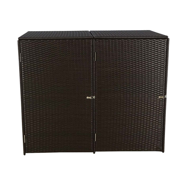 Mülltonnenbox Poly-Rattan Braun für 2x120L Tonnen Wetterfest