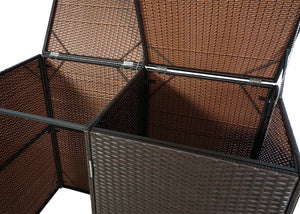 Mülltonnenbox Poly-Rattan Braun für 2x120L Tonnen Wetterfest