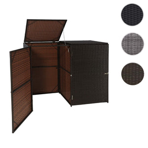 Mülltonnenbox Poly-Rattan Braun für 2x120L Tonnen Wetterfest
