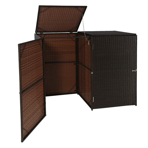 Mülltonnenbox Poly-Rattan Braun für 2x120L Tonnen Wetterfest