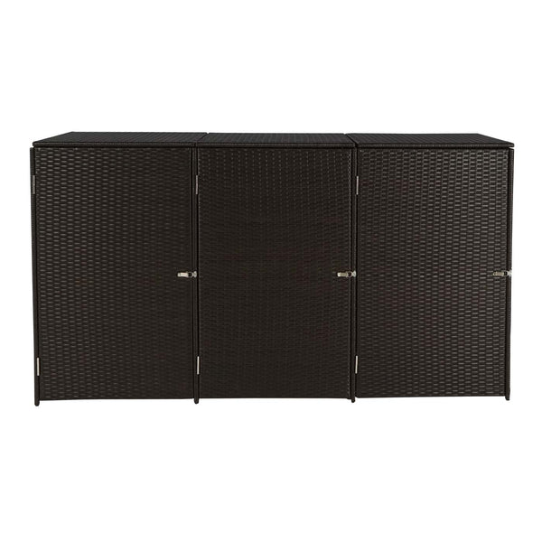 Mülltonnenbox 3er Set für 120L Tonnen. Poly-Rattan braun