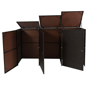 Mülltonnenbox 3er Set für 120L Tonnen. Poly-Rattan braun