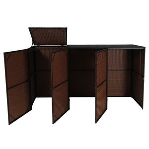 Mülltonnenbox 3er Set für 120L Tonnen. Poly-Rattan braun