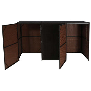 Mülltonnenbox 3er Set für 120L Tonnen. Poly-Rattan braun