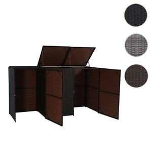 Mülltonnenbox 3er Set für 120L Tonnen. Poly-Rattan braun