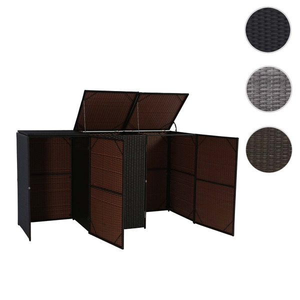 Mülltonnenbox 3er Set für 120L Tonnen. Poly-Rattan braun