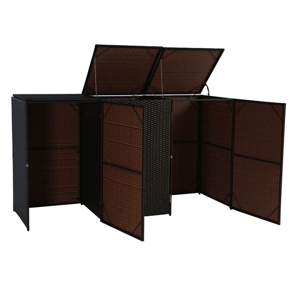 Mülltonnenbox 3er Set für 120L Tonnen. Poly-Rattan braun