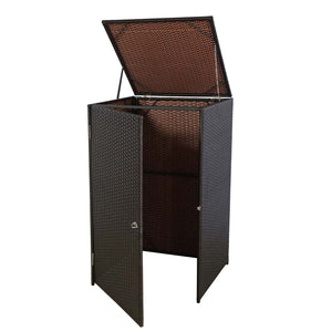 Mülltonnenbox aus Poly-Rattan 120l braun | Mülltonnenabdeckung