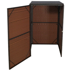 Mülltonnenbox aus Poly-Rattan 120l braun | Mülltonnenabdeckung