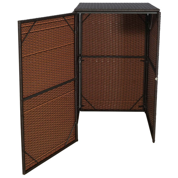 Mülltonnenbox aus Poly-Rattan 120l braun | Mülltonnenabdeckung