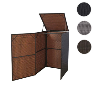 Mülltonnenbox aus Poly-Rattan 120l braun | Mülltonnenabdeckung