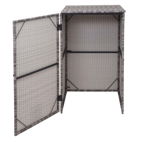 Mülltonnenbox aus Poly-Rattan 120l grau, Mülltonnenabdeckung