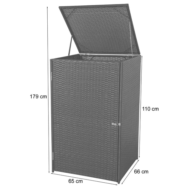 Mülltonnenbox aus Poly-Rattan 120l grau, Mülltonnenabdeckung
