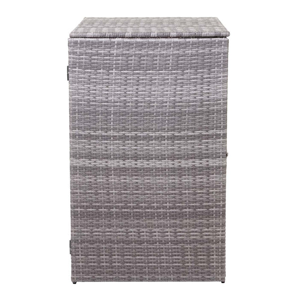 Mülltonnenbox aus Poly-Rattan 120l grau, Mülltonnenabdeckung