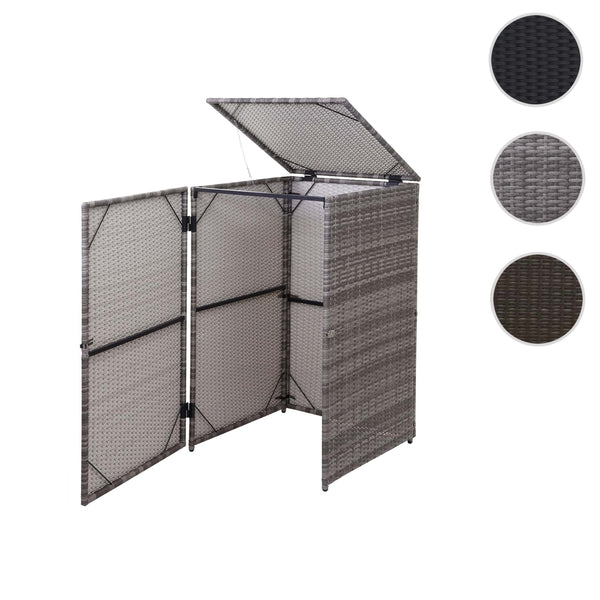 Mülltonnenbox aus Poly-Rattan 120l grau, Mülltonnenabdeckung