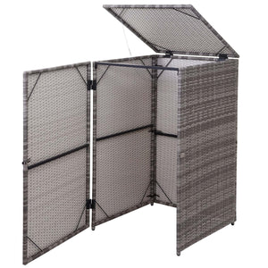 Mülltonnenbox aus Poly-Rattan 120l grau, Mülltonnenabdeckung