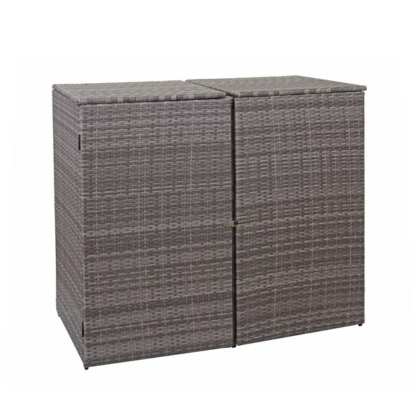 Mülltonnenbox Poly-Rattan für 2x120l Grau – Verkleidung Outdoor