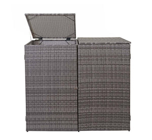 Mülltonnenbox Poly-Rattan für 2x120l Grau – Verkleidung Outdoor