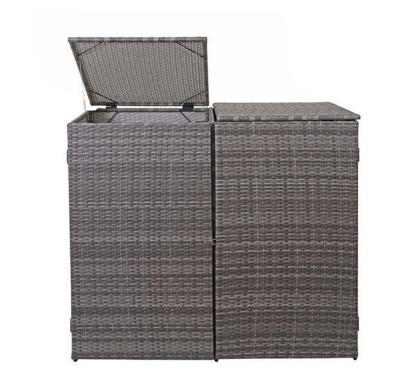 Mülltonnenbox Poly-Rattan für 2x120l Grau – Verkleidung Outdoor