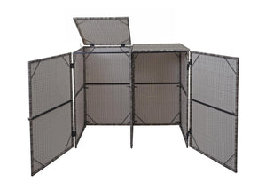 Mülltonnenbox Poly-Rattan für 2x120l Grau – Verkleidung Outdoor
