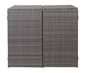 Mülltonnenbox Poly-Rattan für 2x120l Grau – Verkleidung Outdoor