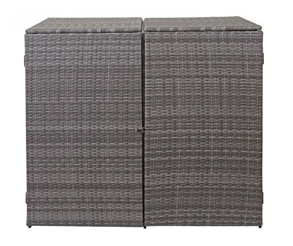 Mülltonnenbox Poly-Rattan für 2x120l Grau – Verkleidung Outdoor