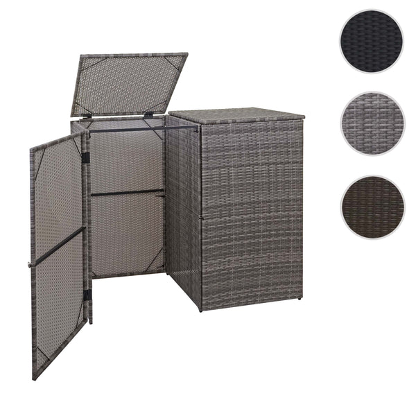 Mülltonnenbox Poly-Rattan für 2x120l Grau – Verkleidung Outdoor