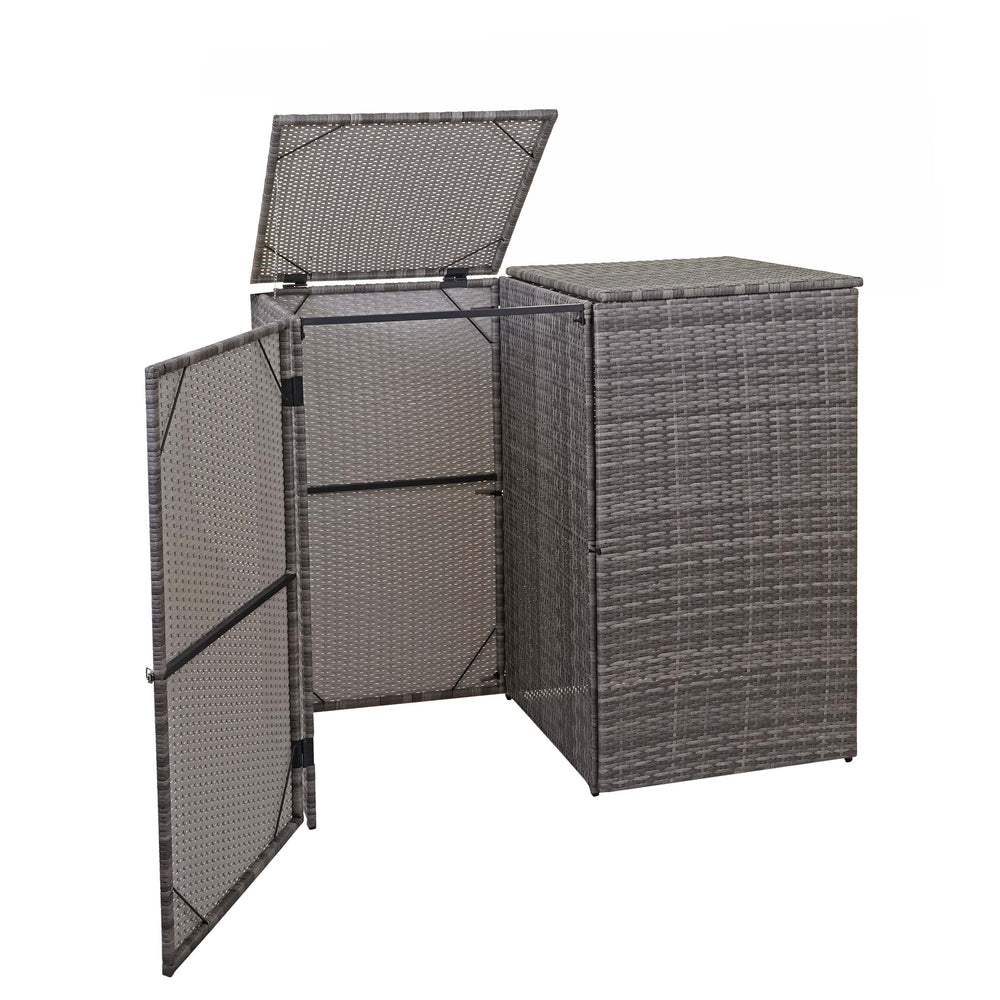 Mülltonnenbox Poly-Rattan für 2x120l Grau – Verkleidung Outdoor