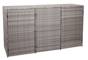 Mülltonnenbox für 3x120L. Poly-Rattan grau. wetterfest