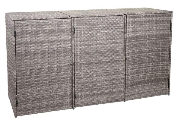Mülltonnenbox für 3x120L. Poly-Rattan grau. wetterfest