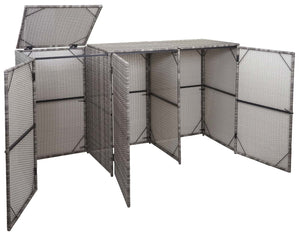 Mülltonnenbox für 3x120L. Poly-Rattan grau. wetterfest
