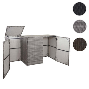 Mülltonnenbox für 3x120L. Poly-Rattan grau. wetterfest