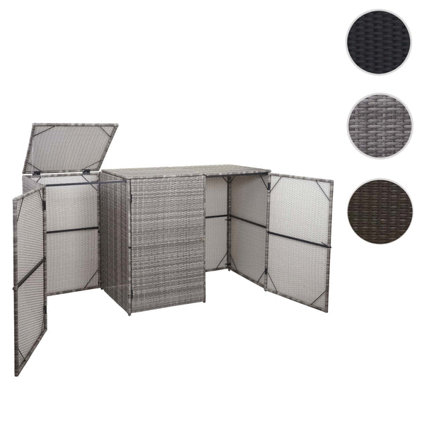 Mülltonnenbox für 3x120L. Poly-Rattan grau. wetterfest