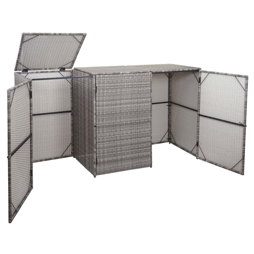 Mülltonnenbox für 3x120L. Poly-Rattan grau. wetterfest