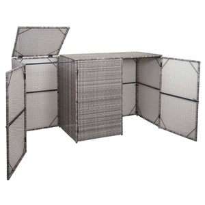 Mülltonnenbox für 3x120L. Poly-Rattan grau. wetterfest