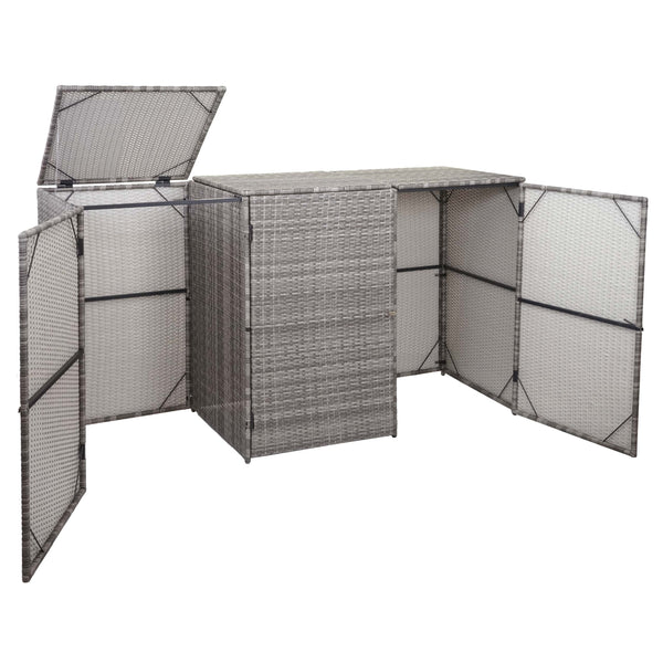 Mülltonnenbox für 3x120L. Poly-Rattan grau. wetterfest