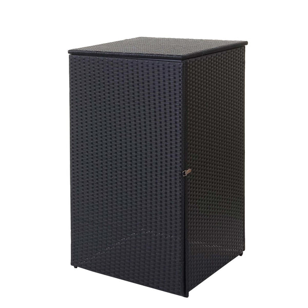 Mülltonnenbox aus Poly-Rattan in Schwarz für 120l Mülltonnen