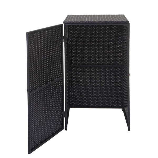 Mülltonnenbox aus Poly-Rattan in Schwarz für 120l Mülltonnen