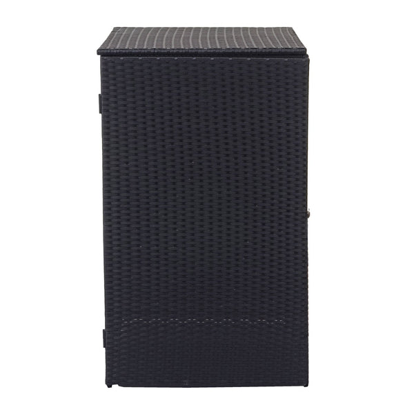 Mülltonnenbox aus Poly-Rattan in Schwarz für 120l Mülltonnen