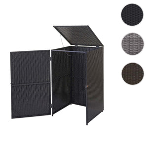 Mülltonnenbox aus Poly-Rattan in Schwarz für 120l Mülltonnen