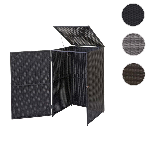 Mülltonnenbox aus Poly-Rattan in Schwarz für 120l Mülltonnen