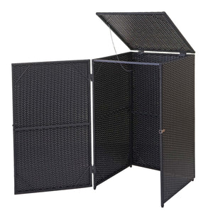 Mülltonnenbox aus Poly-Rattan in Schwarz für 120l Mülltonnen