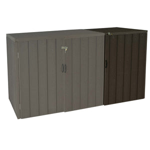 Premium Mülltonnenbox Metall Holzoptik Braun für 1-2 Tonnen