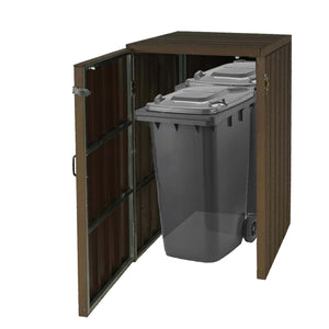 Premium Mülltonnenbox Metall Holzoptik Braun, XL, erweiterbar