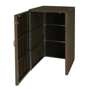 Premium Mülltonnenbox Metall Holzoptik Braun, XL, erweiterbar