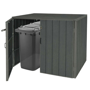 Premium Mülltonnenbox XL Metall Holzoptik grau, erweiterbar